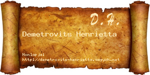 Demetrovits Henrietta névjegykártya